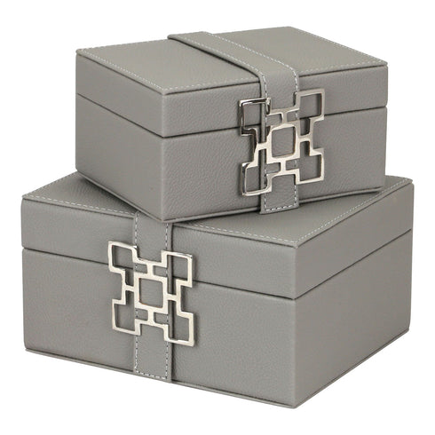 Grey Leather Box Set Geo